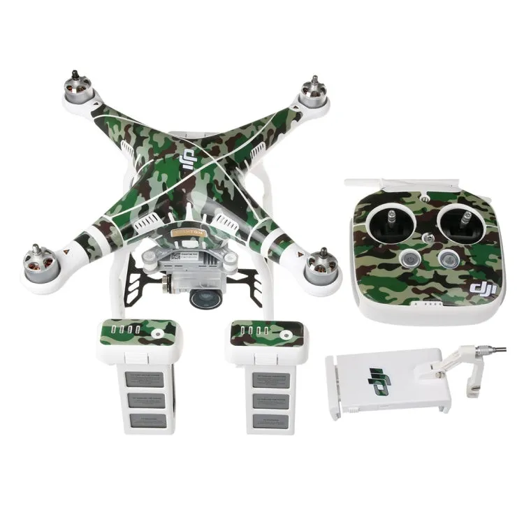 4D Imitation Carbon Fiber PVC Water Resistance Sticker Kit for DJI Phantom 3 Quadcopter & Remote Controller & Battery(Camouflage Pattern)