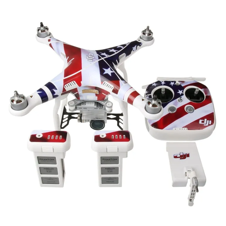 4D Imitation Carbon Fiber PVC Water Resistance Sticker Kit for DJI Phantom 3 Quadcopter & Remote Controller & Battery(US Flag Pattern)