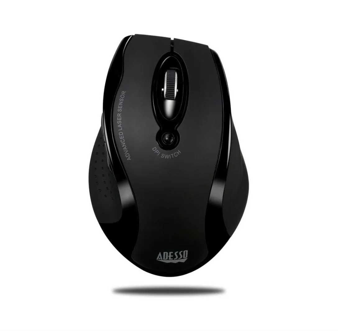 Adesso - Mouse Laser Wireless Ergonomic G25 6 Button up to 1600dpi PC/Mac - Black