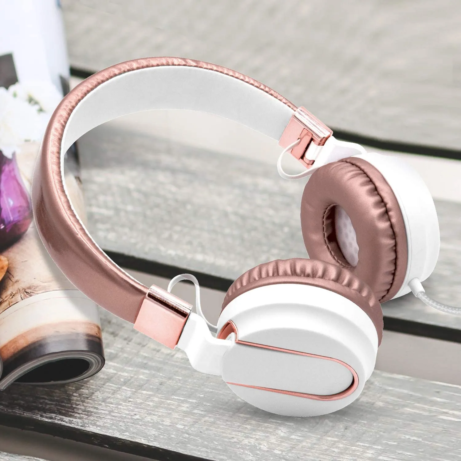 Adjustable Headband On-Ear Headphones with Built-in Mic