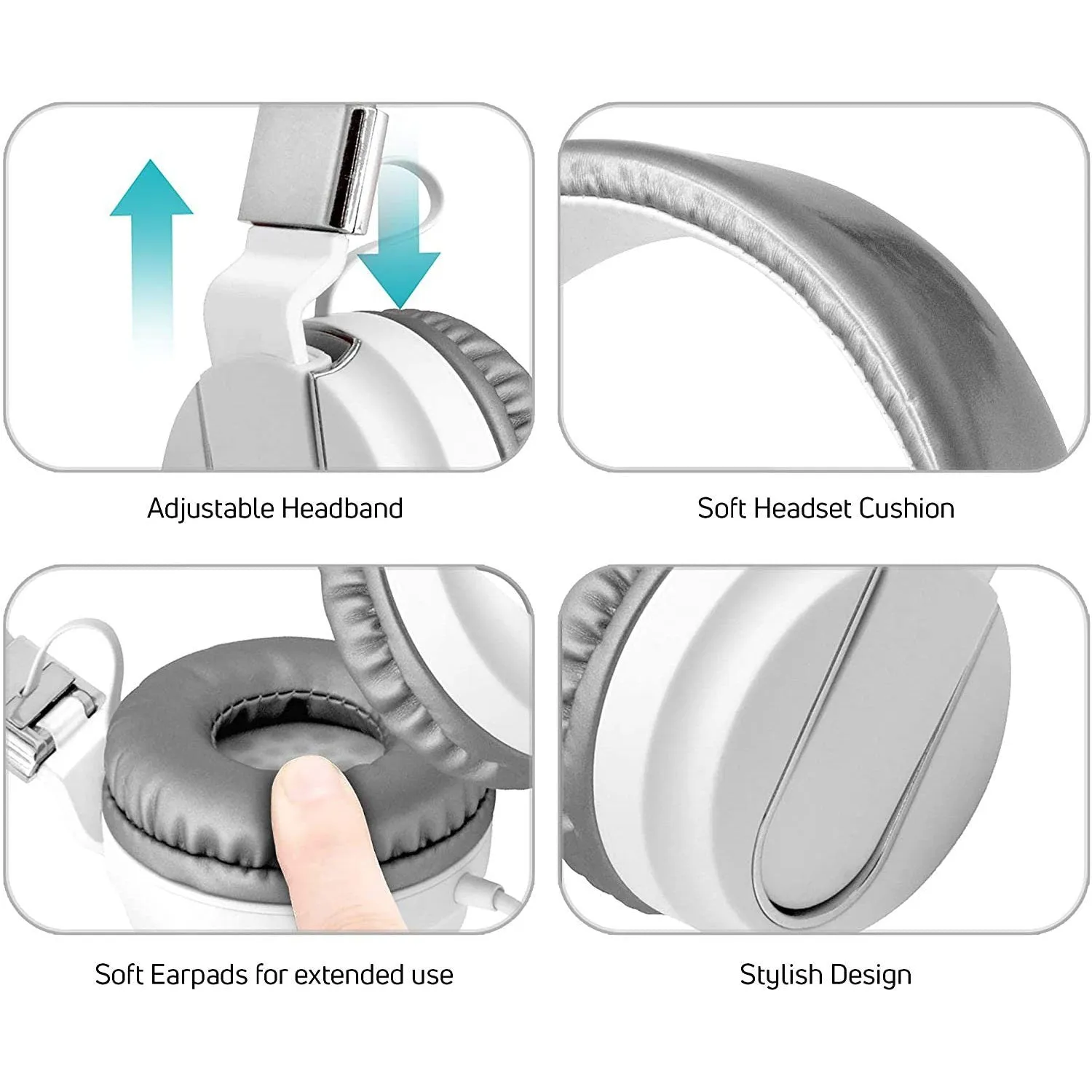 Adjustable Headband On-Ear Headphones with Built-in Mic