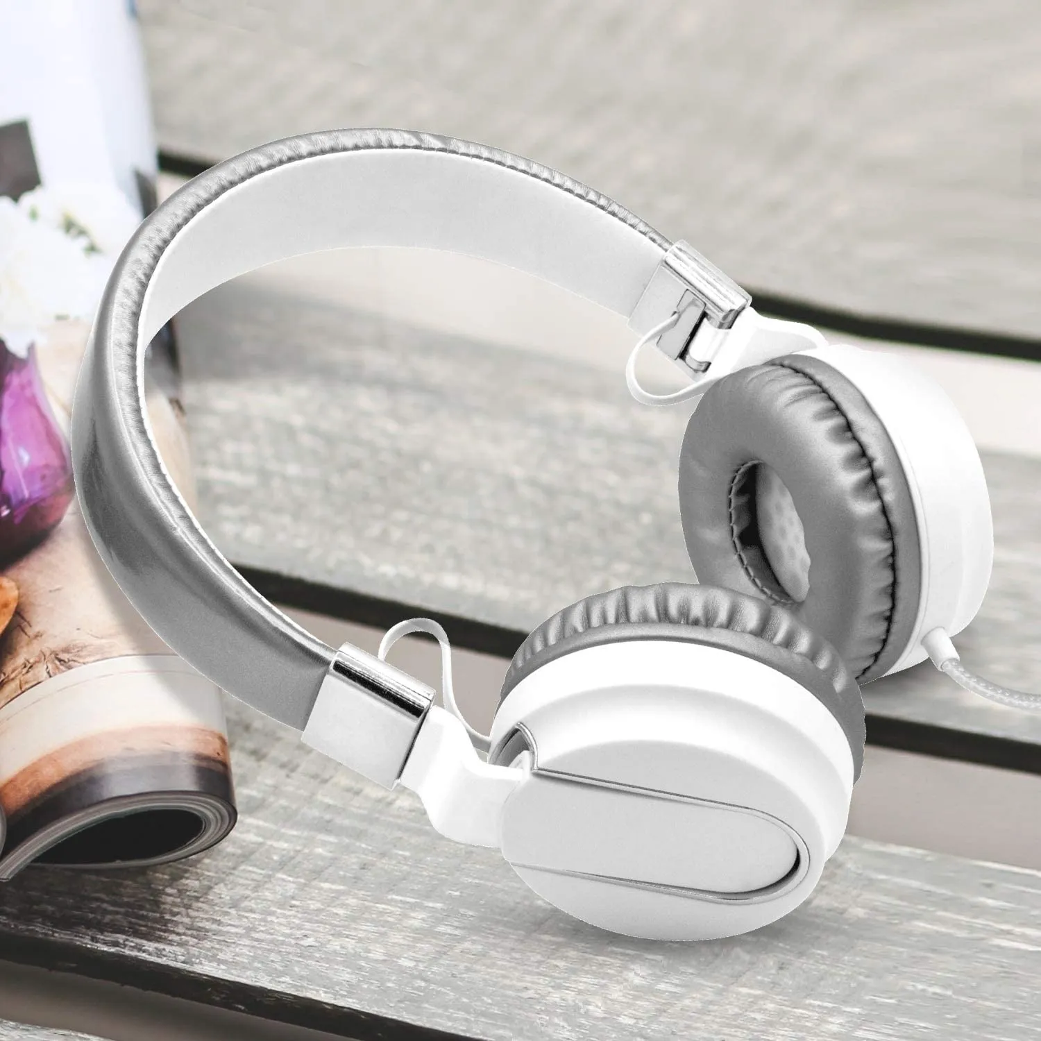 Adjustable Headband On-Ear Headphones with Built-in Mic