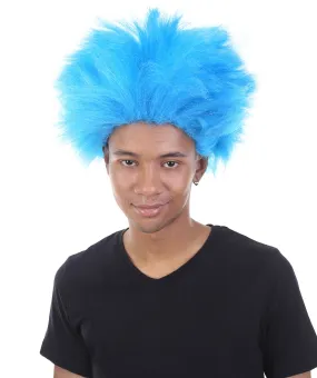 Adult Men Blue Wig Spiky Hair perfect for Halloween| Premium Breathable Capless Cap