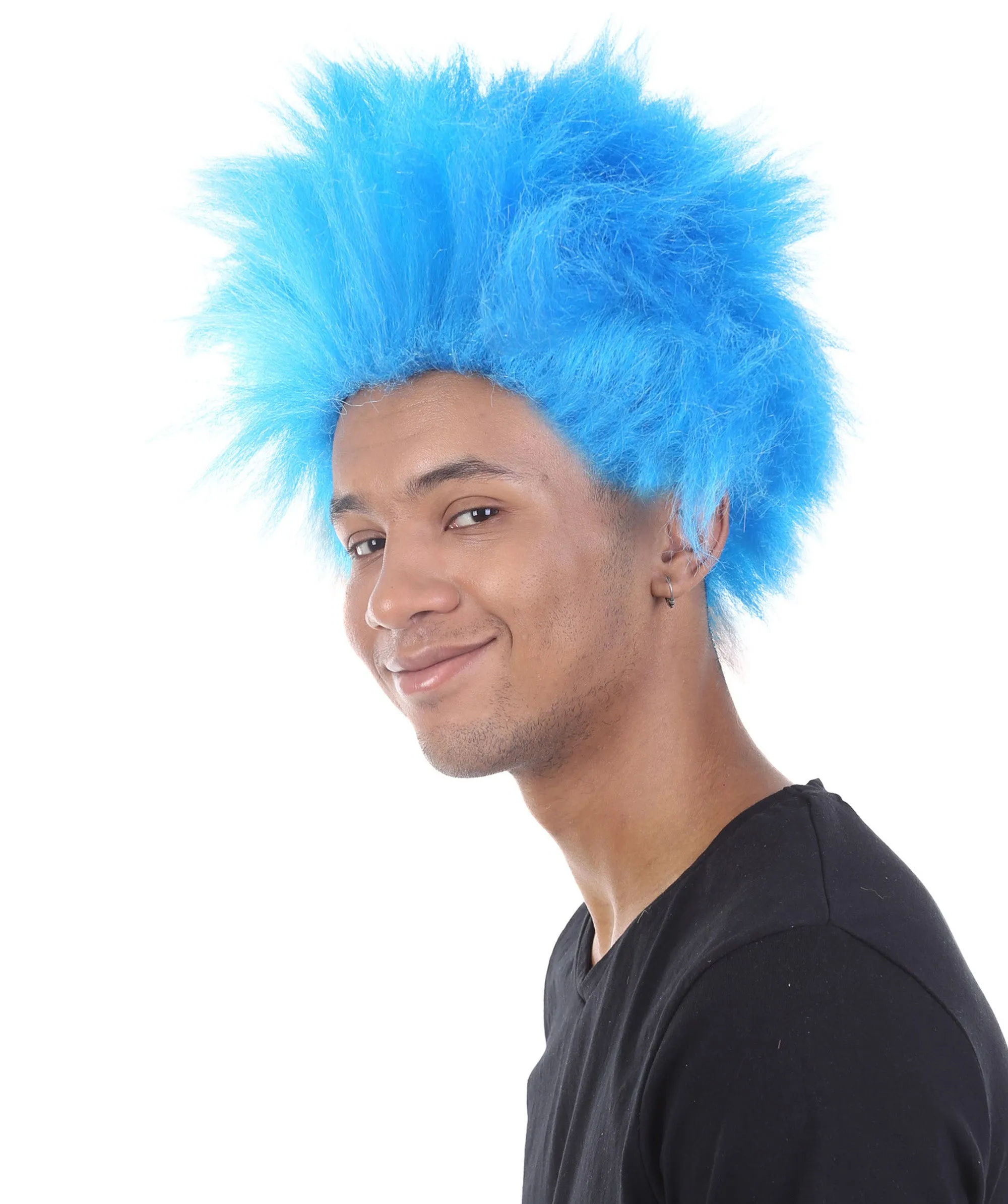 Adult Men Blue Wig Spiky Hair perfect for Halloween| Premium Breathable Capless Cap