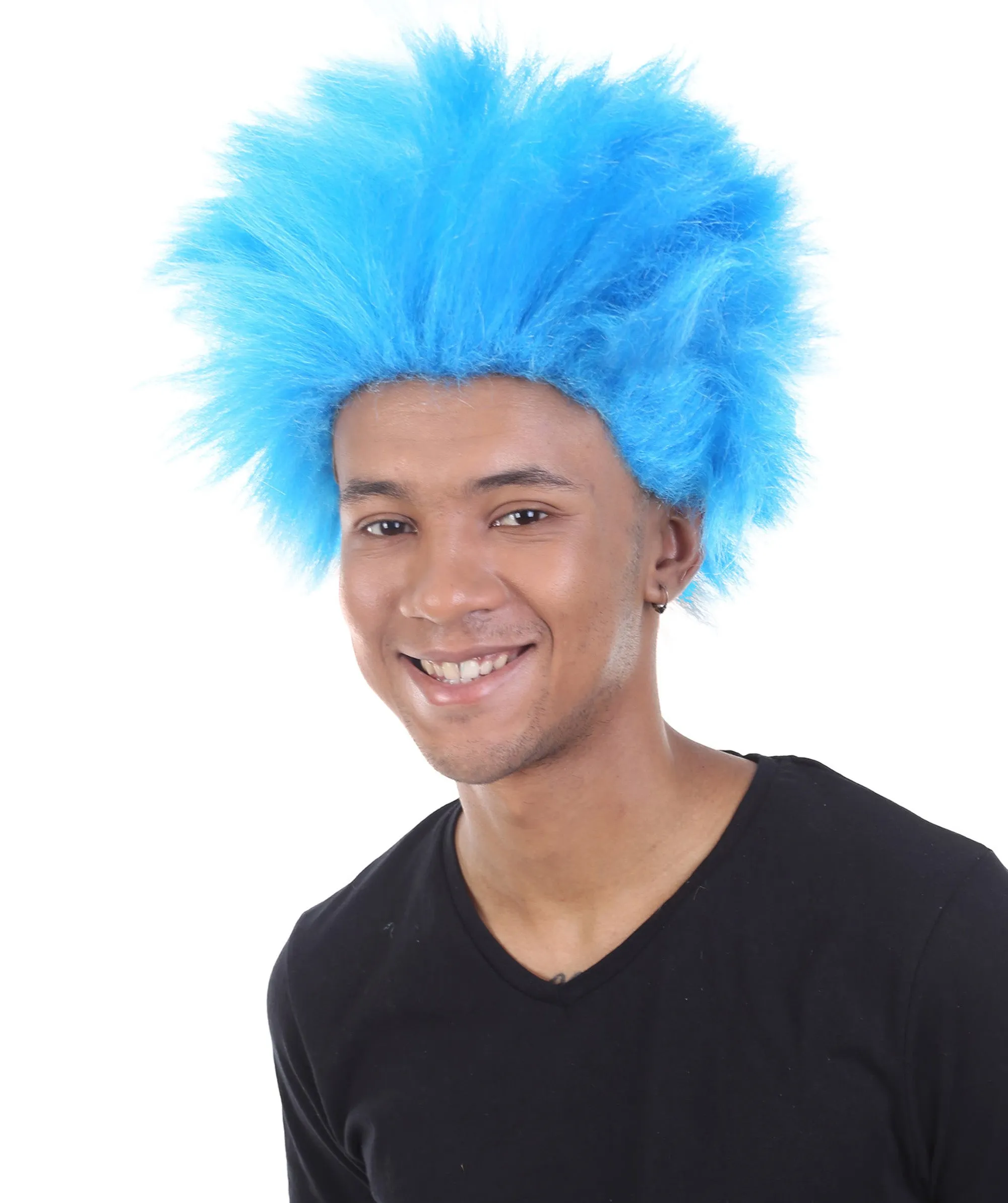 Adult Men Blue Wig Spiky Hair perfect for Halloween| Premium Breathable Capless Cap