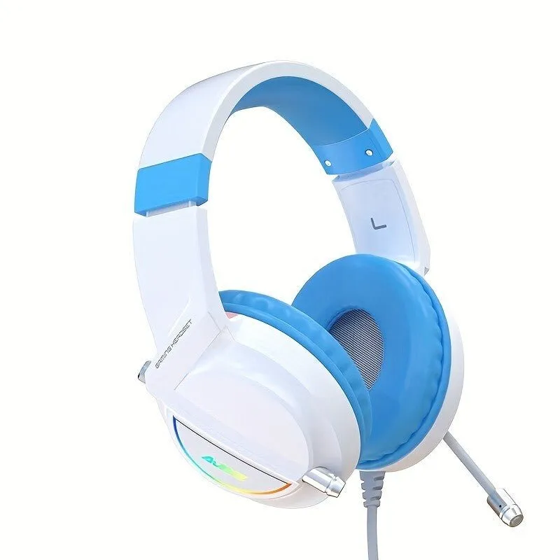 Ajazz AX365 White Blue 7.1 Surround Sound Wired Gaming Headset RGB
