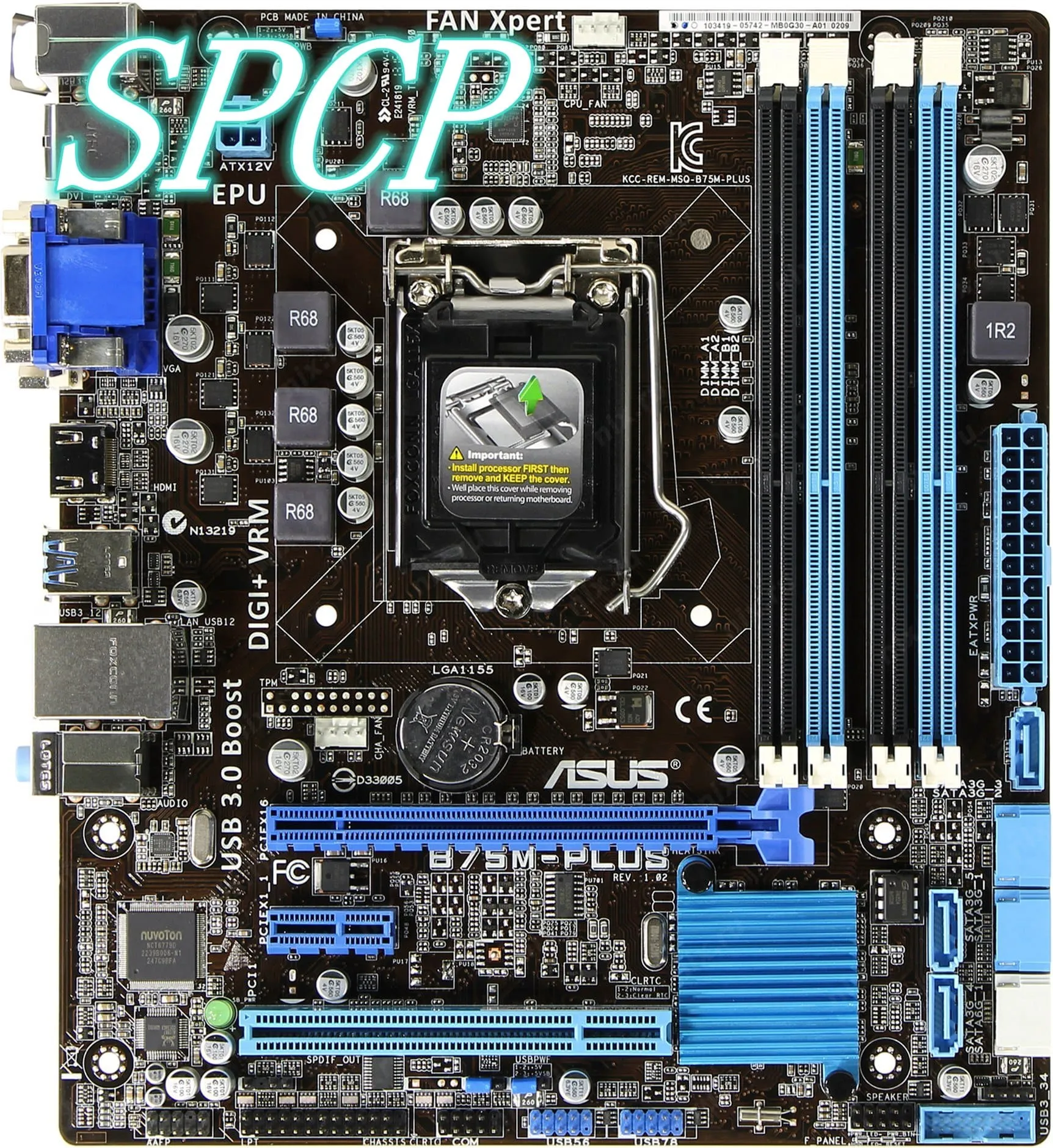 ASUS B75M-PLUS Motherboard B75 1155 socket micro-ATX USB3.0 DDR3 HDMI 4 memory slots