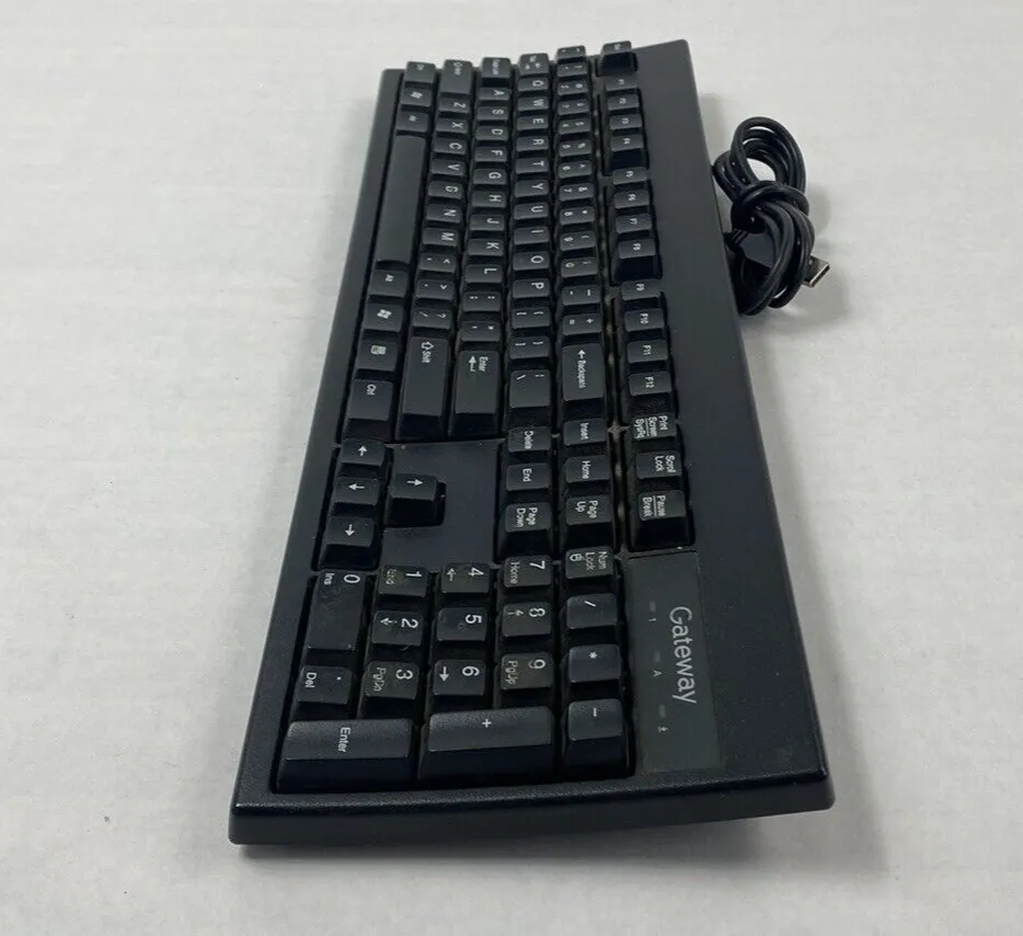 Black Gateway KU-0447 USB Wired PC Computer Keyboard Tested