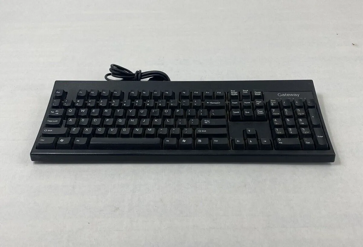 Black Gateway KU-0447 USB Wired PC Computer Keyboard Tested