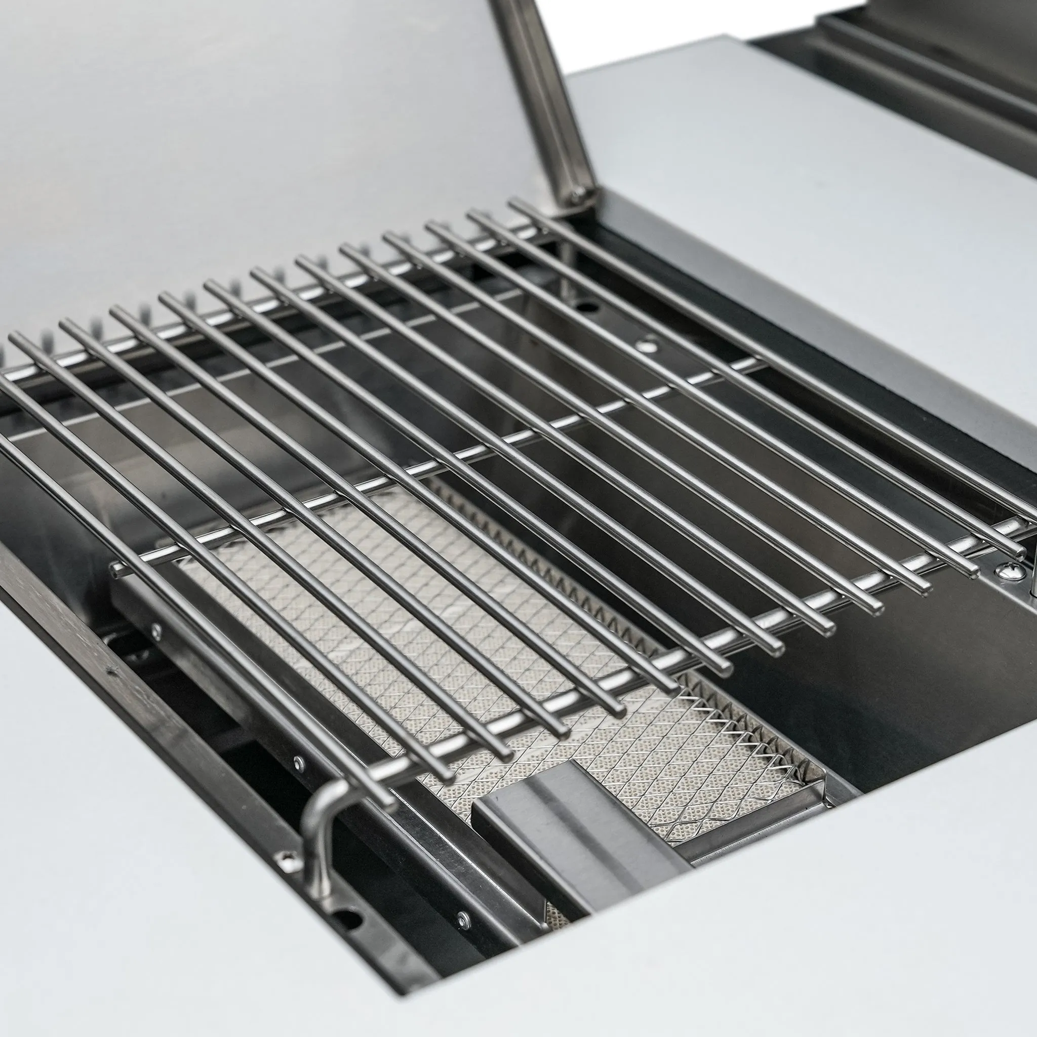 Deluxe 6-Burner 45 Degree Corners with Fridge Cabinet Black Stainless Steel Propane Gas BBQ Island Grill - MAi805-BSS45FC by Mont Alpi