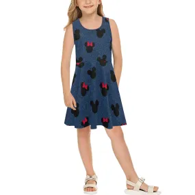 Denim Mice Girls' Sleeveless Sundress