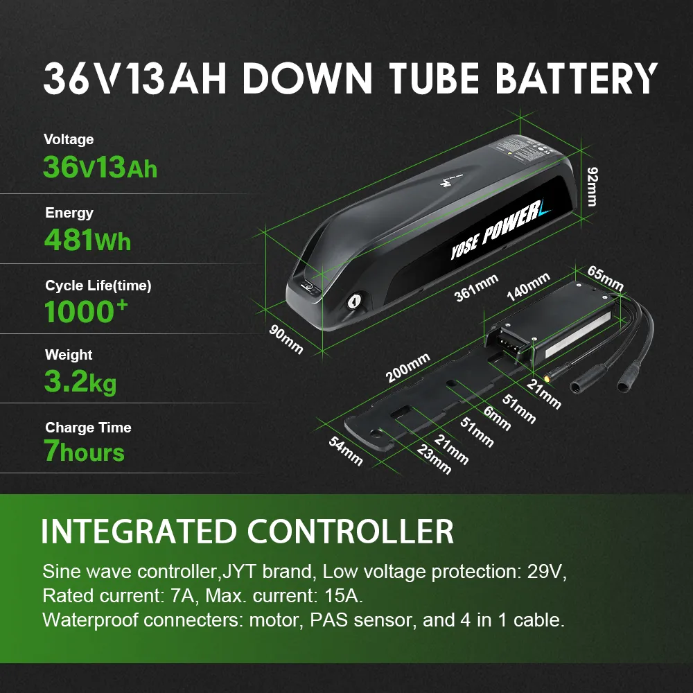 E-Bike Conversion Kit 36V 250W 26"/28" (700C) Rear Motor Kit for Freewheel with 36V 13Ah Battery and Charger