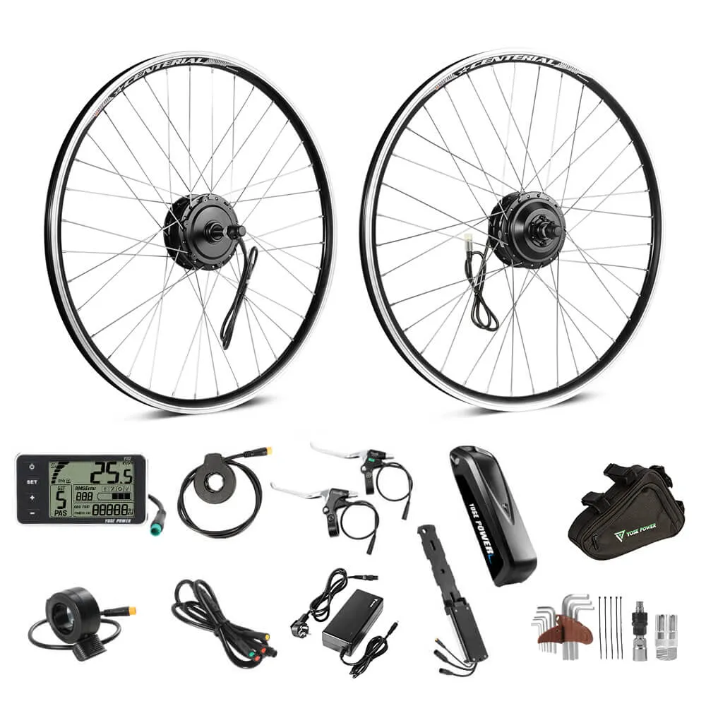 E-Bike Conversion Kit 36V 250W 26"/28" (700C) Rear Motor Kit for Freewheel with 36V 13Ah Battery and Charger