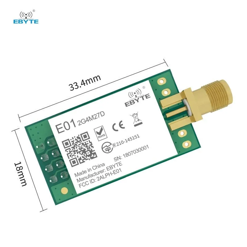 EBYTE E01-2G4M27D nRF24L01 PA LNA nRF24L01P 2.4GHz Module 27dBm Wireless Transceiver Module Long Distance Small Size for Smart Home