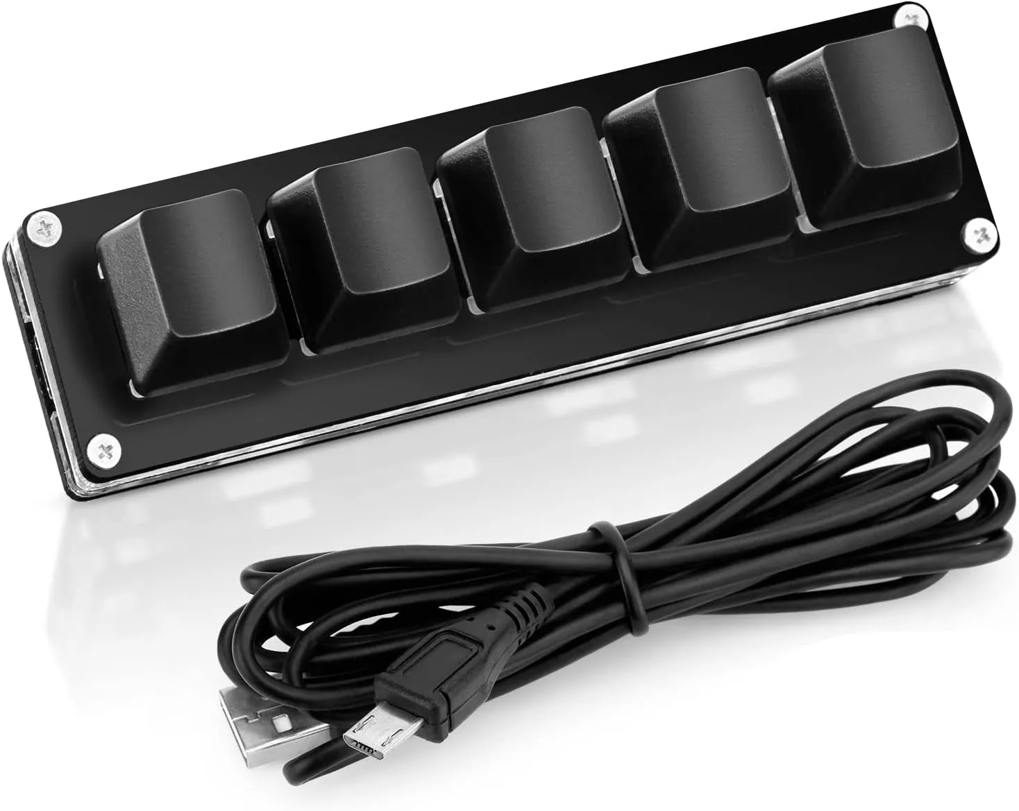 Ecarke Upgrade Black 5 Keys Mini Macro Mechanical Keyboard Gaming Keypad Hot Swap Game Keyboards USB Data Cable for Windows Mac OSU HID Standard Keyboard Cherry Shaft & RGB LED