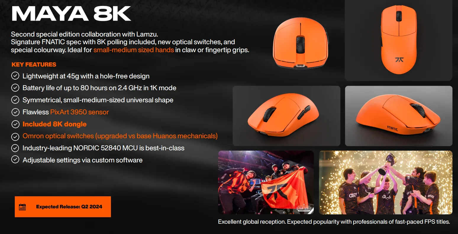 Fnatic x Lamzu Maya X 8K Wireless Gaming Mouse