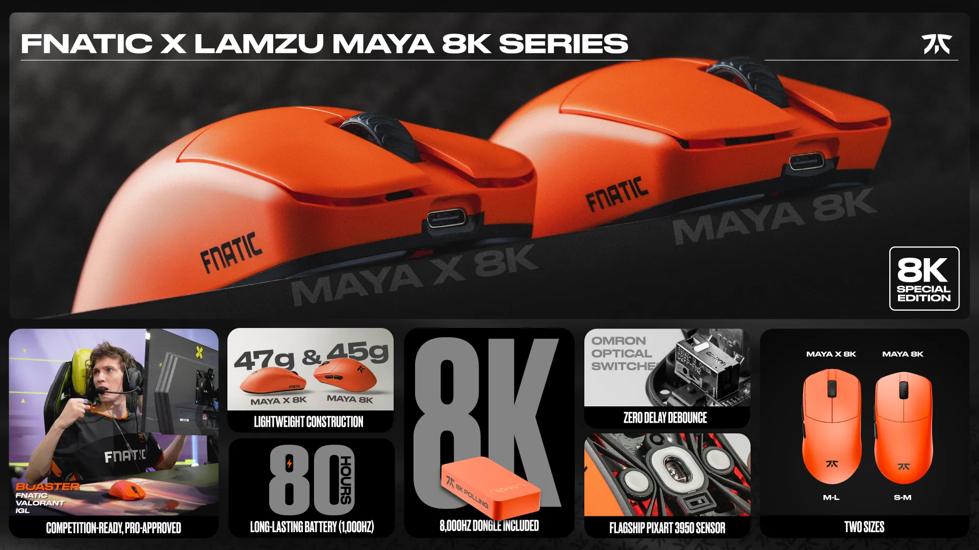 Fnatic x Lamzu Maya X 8K Wireless Gaming Mouse