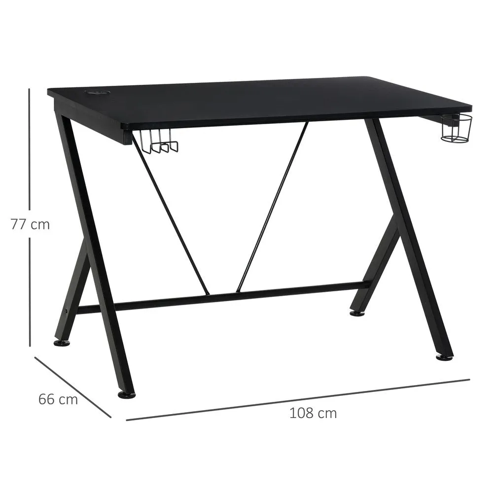 Gaming Desk Computer Table Metal Frame  Black