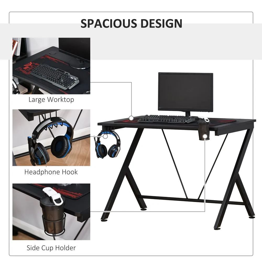 Gaming Desk Computer Table Metal Frame  Black
