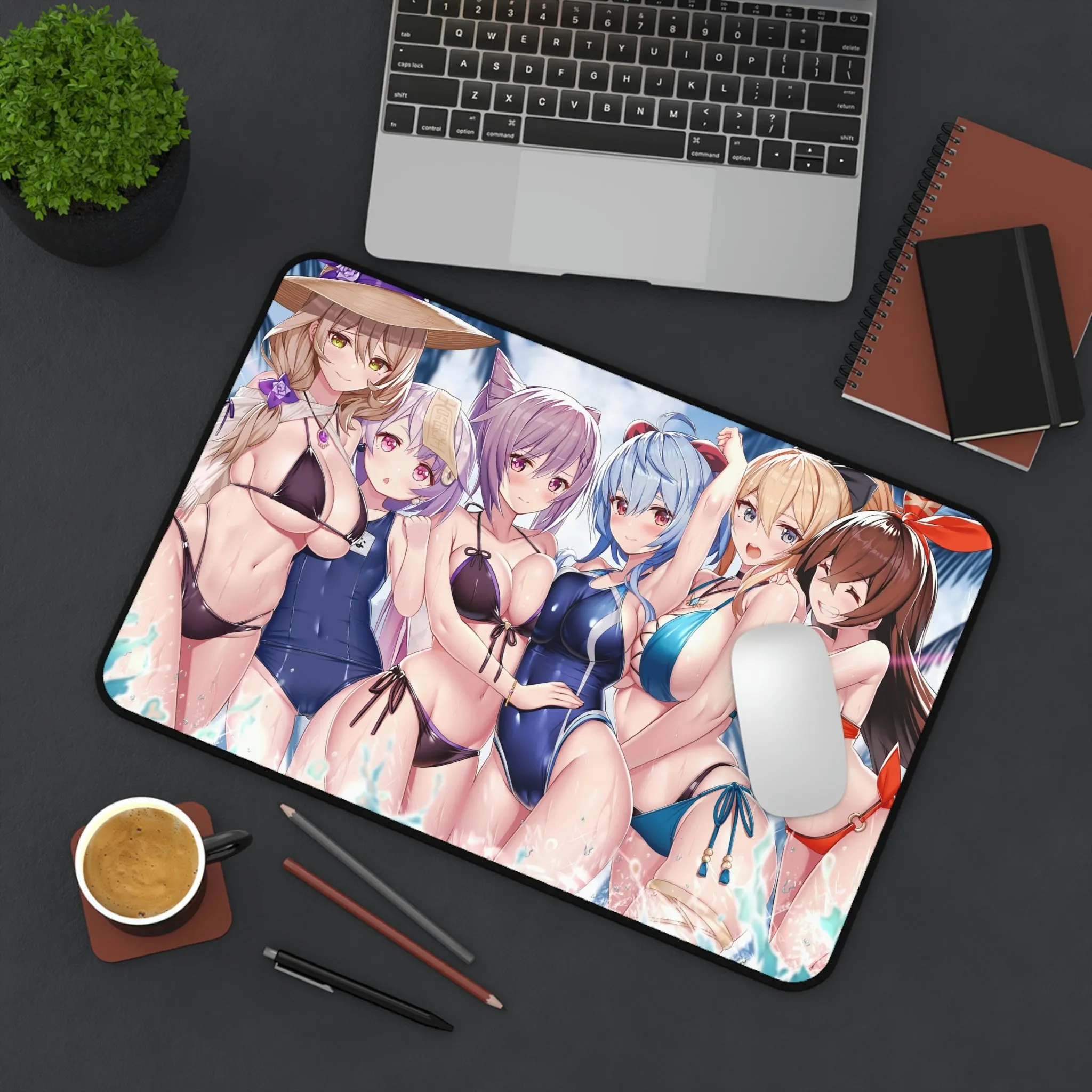 Genshin Impact Girls in Bikini Mousepad - Large Ecchi Desk Mat - Gaming Playmat