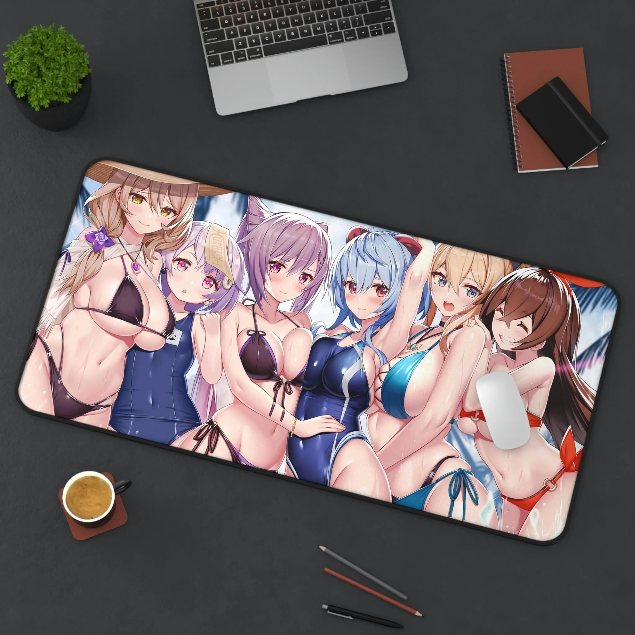Genshin Impact Girls in Bikini Mousepad - Large Ecchi Desk Mat - Gaming Playmat