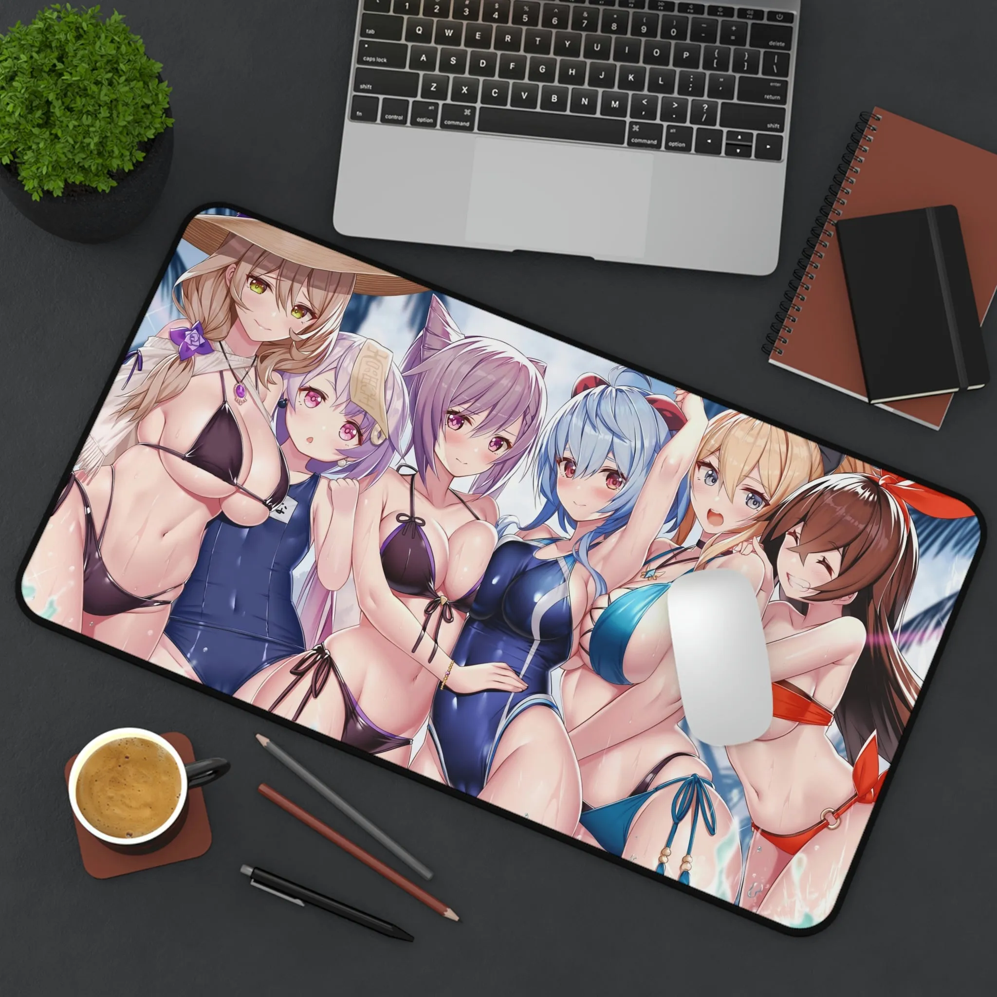 Genshin Impact Girls in Bikini Mousepad - Large Ecchi Desk Mat - Gaming Playmat