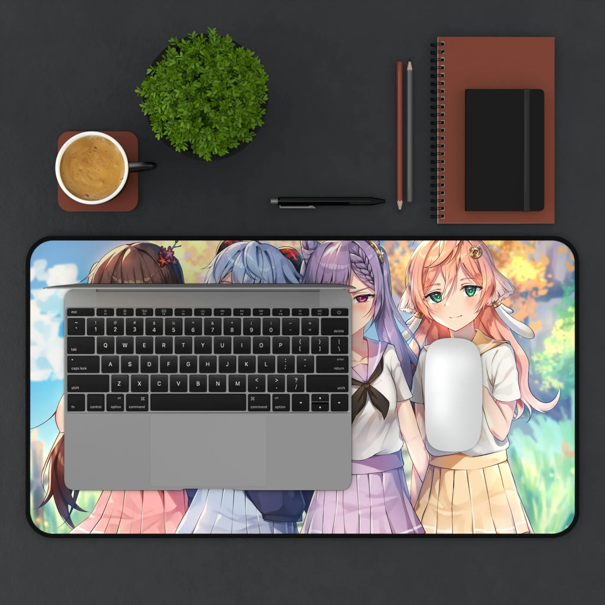 Genshin Impact School Girls Desk Mat | Large Gaming Mousepad - MTG Playmat