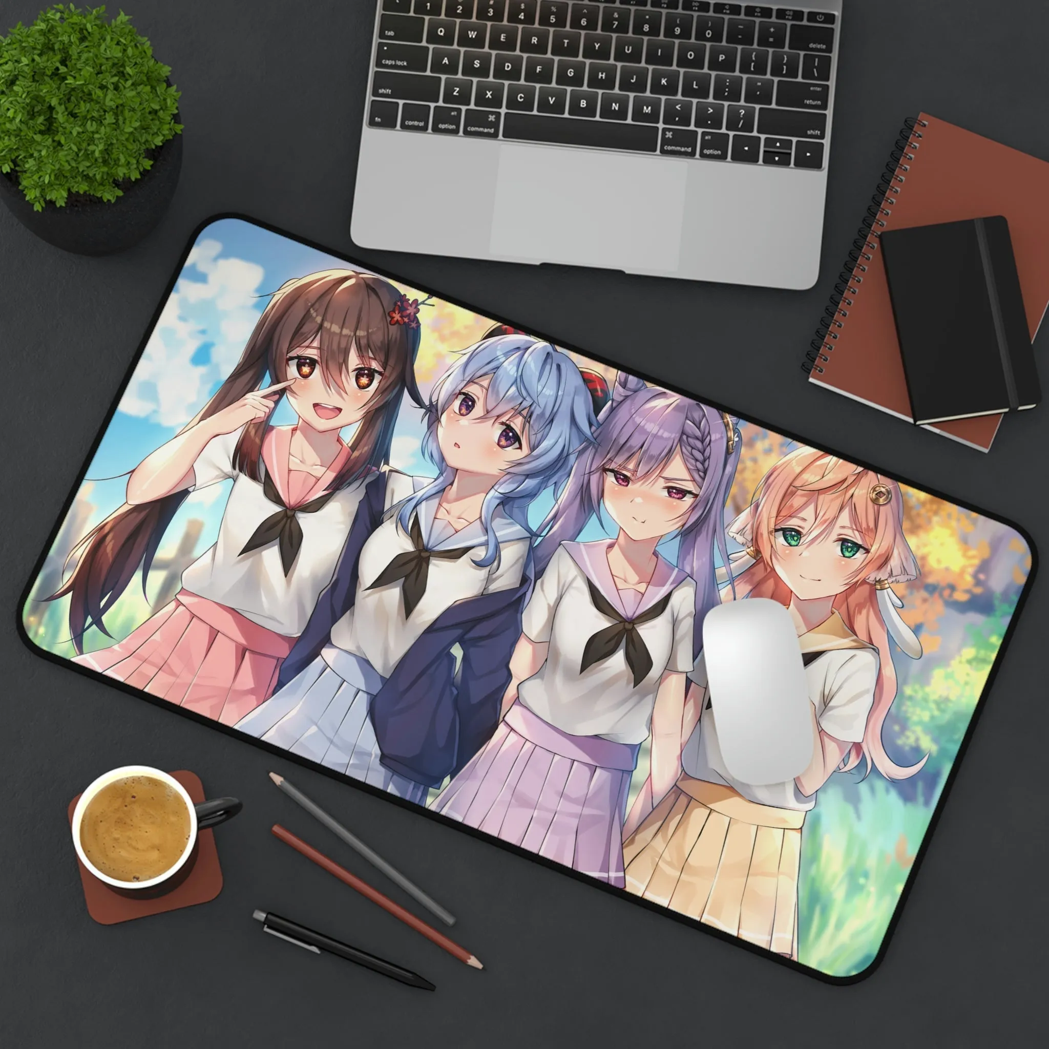 Genshin Impact School Girls Desk Mat | Large Gaming Mousepad - MTG Playmat