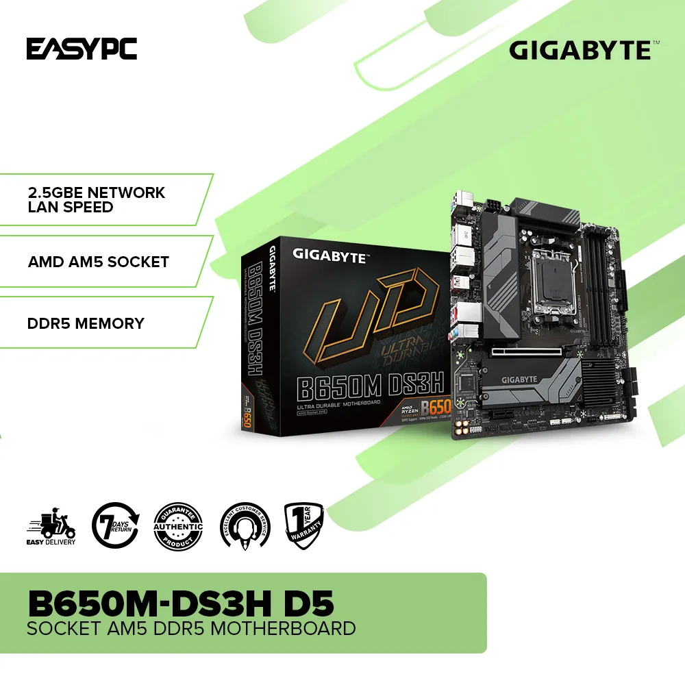 GIGABYTE B650M-DS3H D5 SOCKET AM5 DDR5 Motherboard