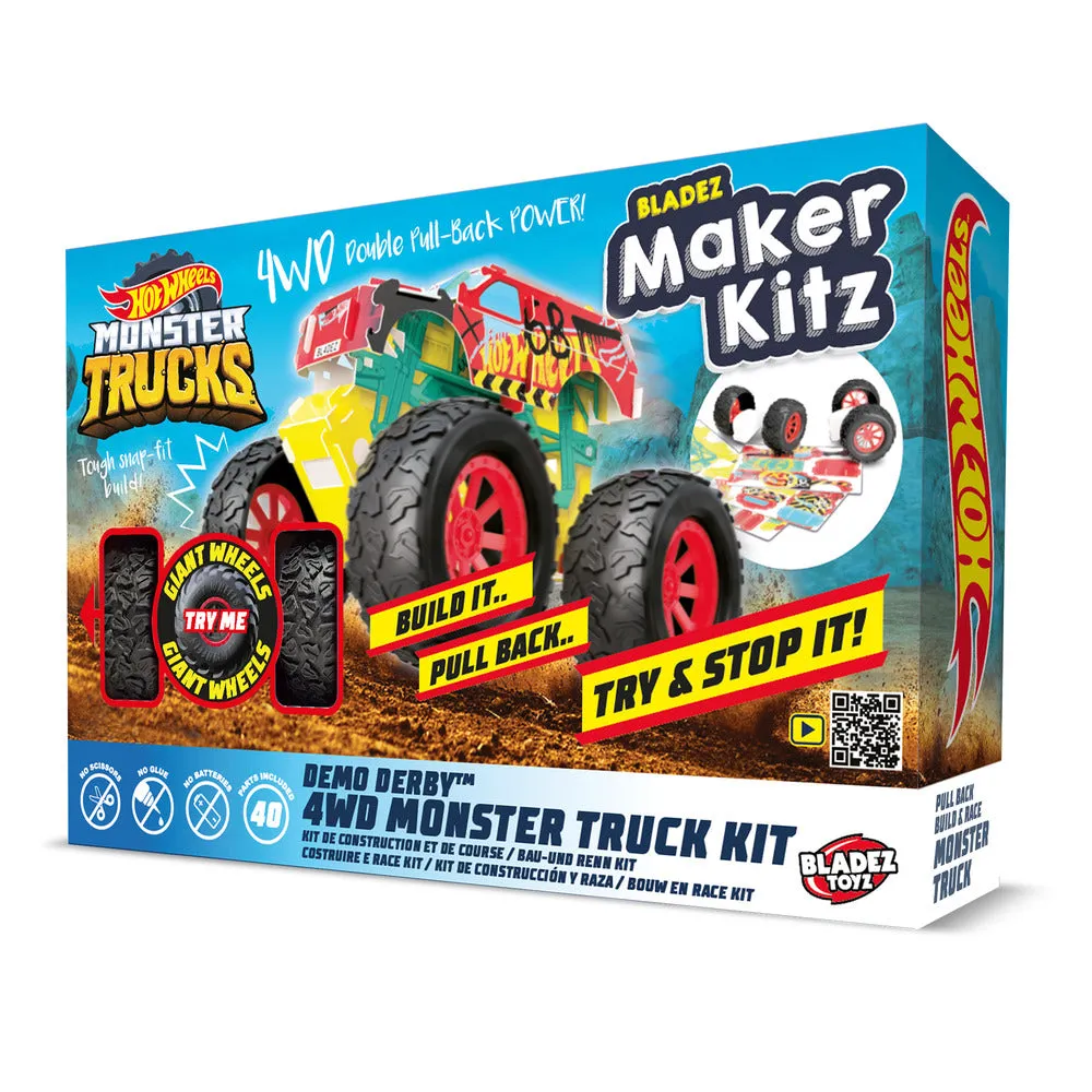 Hot Wheels Creative Maker Kitz Diy Pull Back Power Monster Truck 4WD Kit Assorted Styles