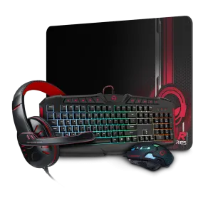 HYPERGEAR RED DRAGON GAMING KIT 4-IN-1 VALUE BUNDLE INCLUDES RGB KEYBOARD 2400DPI GAMING MOUSE GAMING HEADPHONE WITH NOISE CANCELLING MIC LARGE GAMING MOUSE PAD