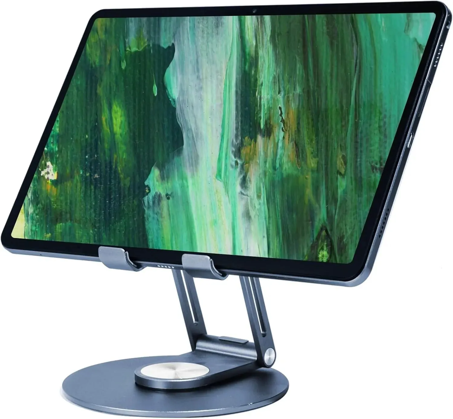 iPad Tablet stand with 360° rotating base: Sturdy adjustable stand for Tablets and Phones