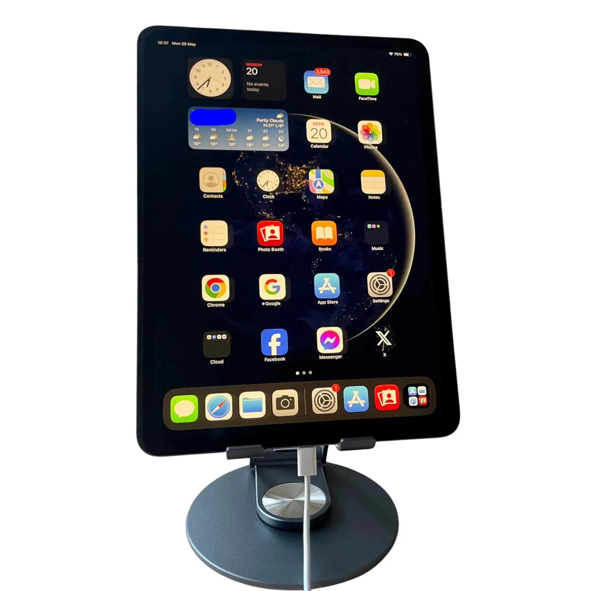 iPad Tablet stand with 360° rotating base: Sturdy adjustable stand for Tablets and Phones