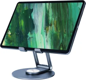 iPad Tablet stand with 360° rotating base: Sturdy adjustable stand for Tablets and Phones