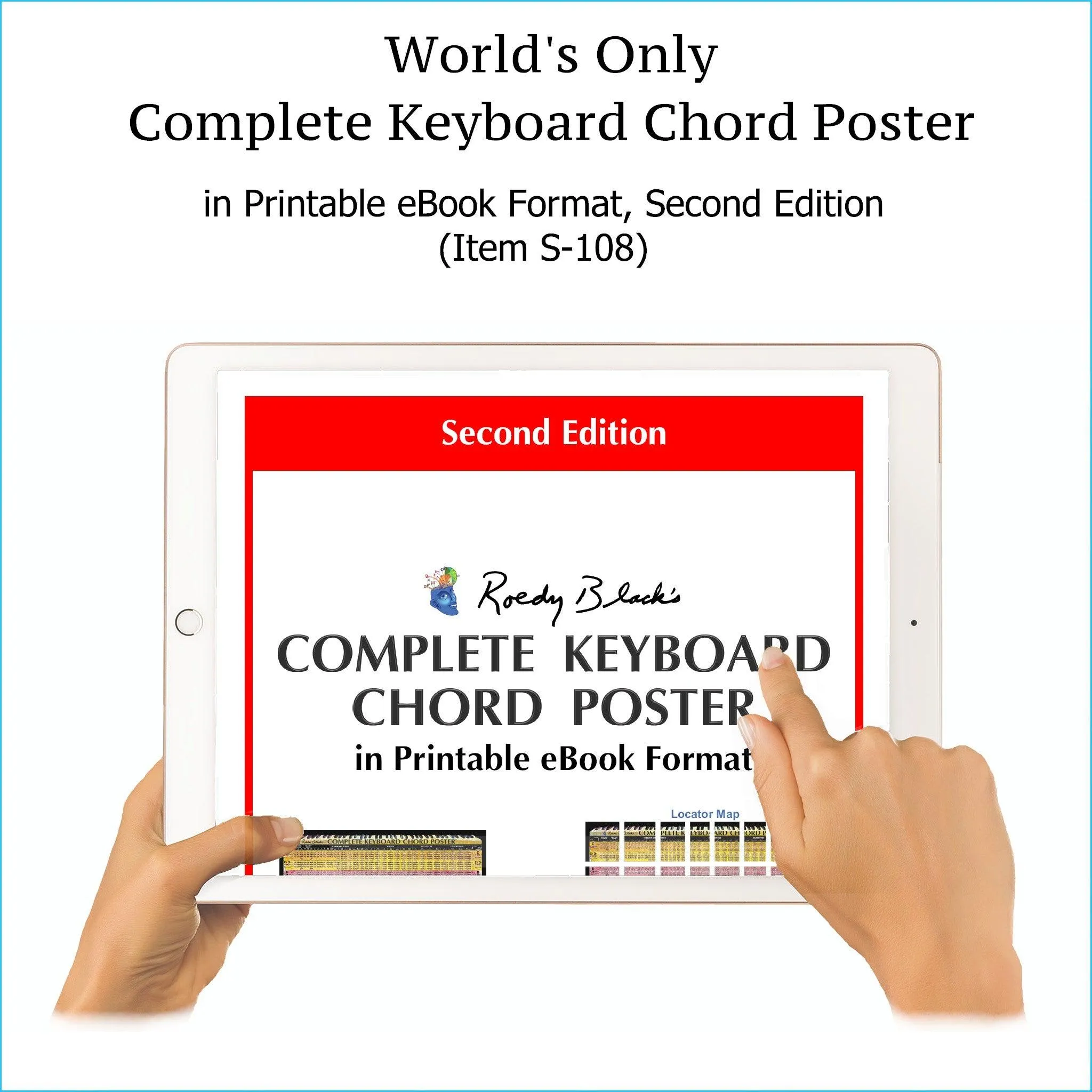 Item S-108: Complete Keyboard Chord Chart in Printable eBook Format, 2nd Edition. World's ONLY Complete Keyboard Chord Chart. High Resolution. FREE Download Protection.