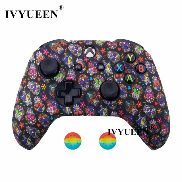IVYUEEN Silicone Protective Skin Case for XBox One X S Controller Protector Water Transfer Printing Camouflage Cover Grips Caps