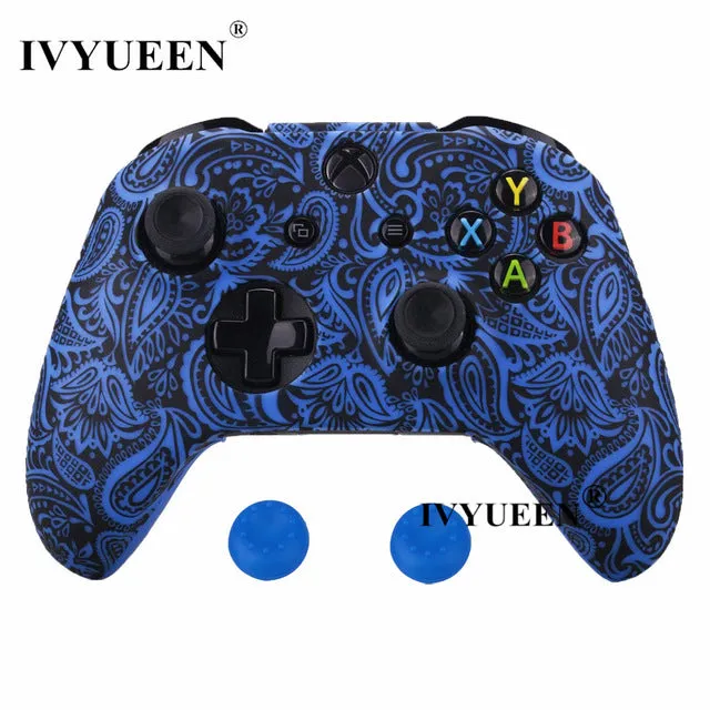 IVYUEEN Silicone Protective Skin Case for XBox One X S Controller Protector Water Transfer Printing Camouflage Cover Grips Caps