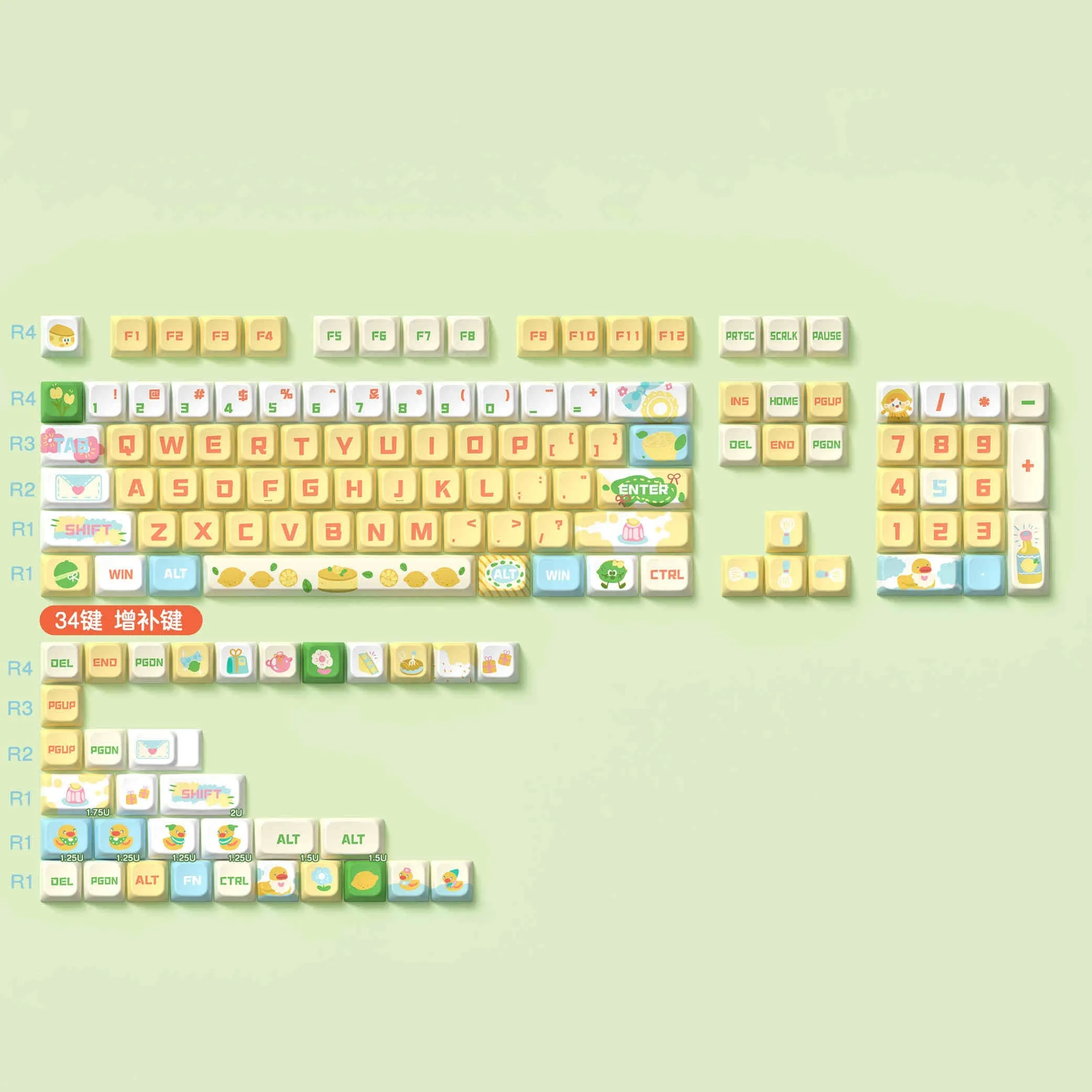 Kawaii Sea Salt Lemon Cheese Theme Keycaps