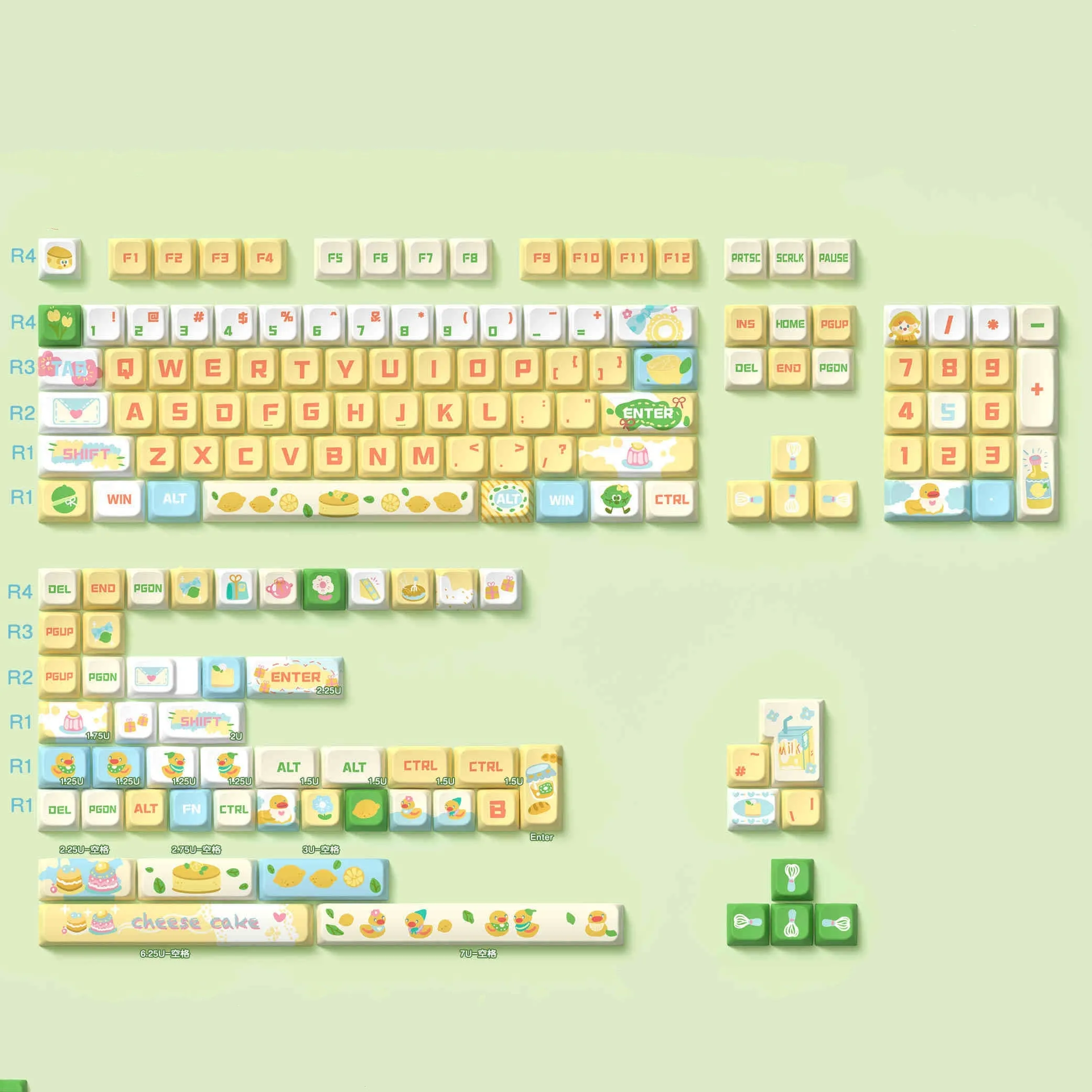 Kawaii Sea Salt Lemon Cheese Theme Keycaps