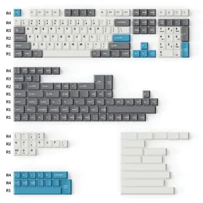 Keychron Cherry Profile Double-Shot PBT Full Set Keycaps (219 Keys) - Grey, White, and Blue