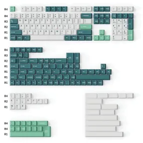 Keychron Cherry Profile Double-Shot PBT Full Set Keycaps (219 Keys) - Mint White and Green