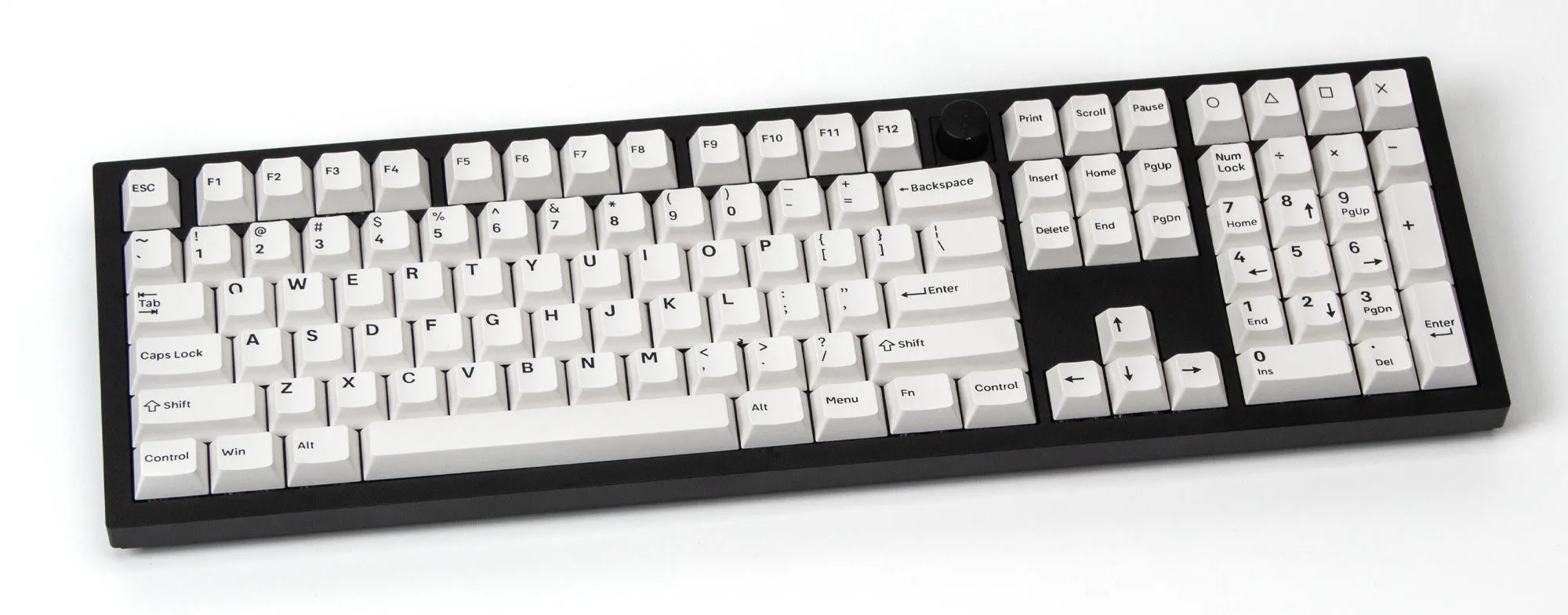 Keychron Cherry Profile Double Shot PBT Full Set Keycaps - Black on White - Bow