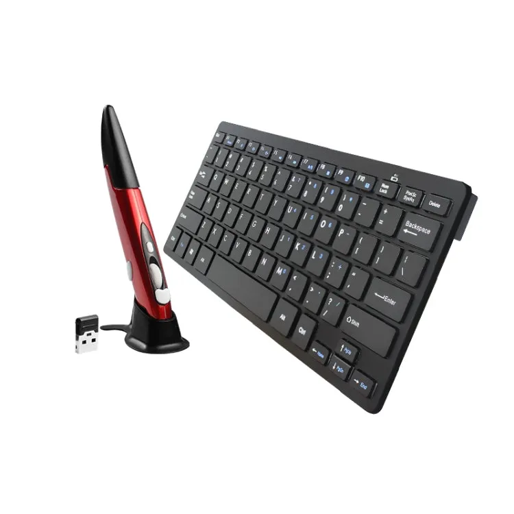 KM-808 2.4GHz Wireless Multimedia Keyboard   Wireless Optical Pen Mouse with USB Receiver Set for Computer PC Laptop, Random Pen Mouse Color Delivery