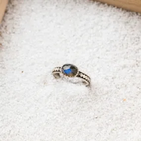 Labradorite East-West Ring on Beaded Band