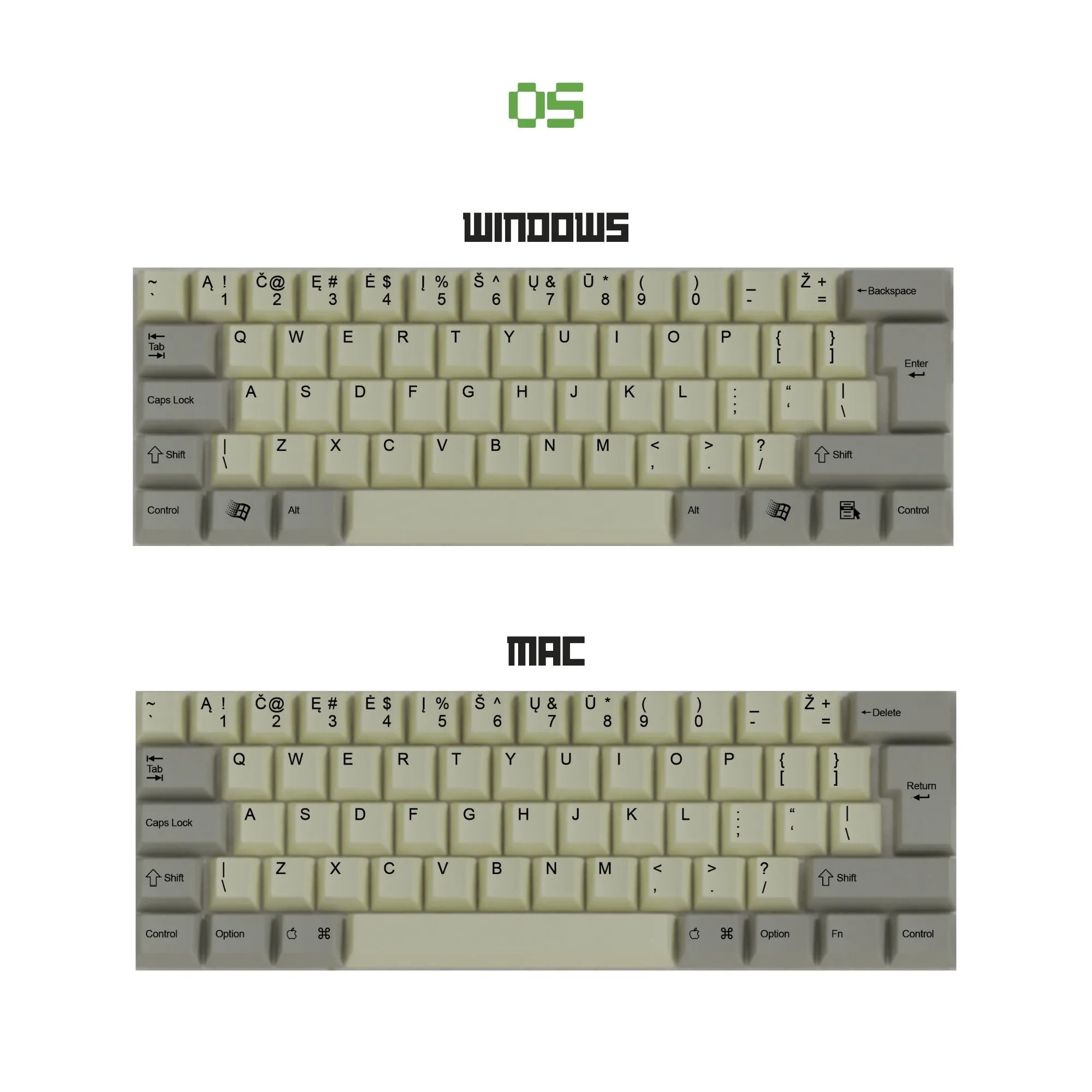 Lithuanian Classic Vintage Keycaps Set | Retro Keycaps