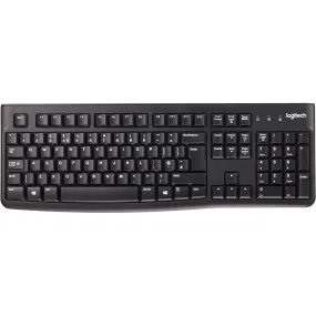 Logitech K120 Wired Business Keyboard for Windows or Linux, USB Plug-and-Play, Full-Size, Spill Resistant, Curved Space Bar, PC/Laptop, QWERTY UK Layout - Black