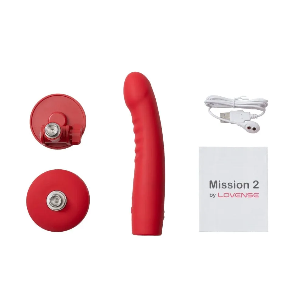 Lovense - Mission 2 App-Controlled Vibrating Suction Cup Dildo (Red)