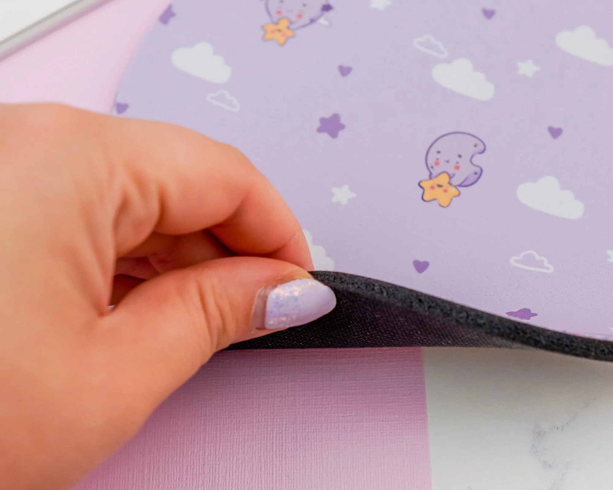 Luna & Sprinkle Celestial Mouse Pad | Kawaii Space Desk Decor | Pastel Gaming Mat