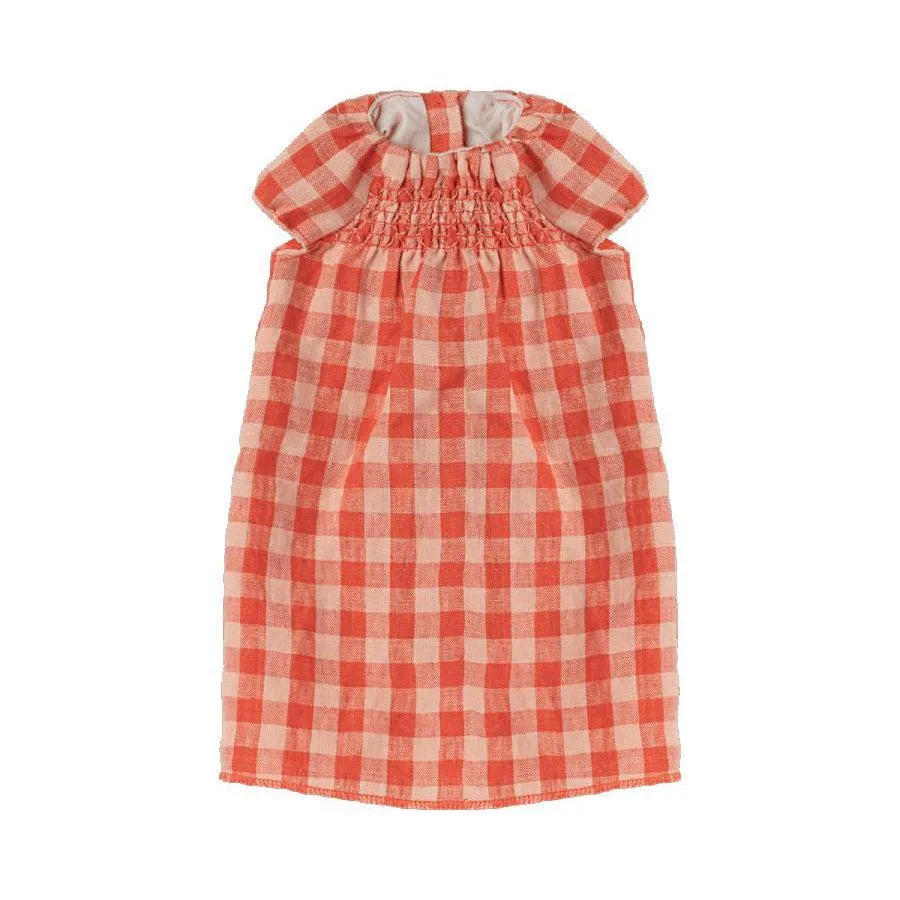 Maileg Red Plaid Dress, Size 5