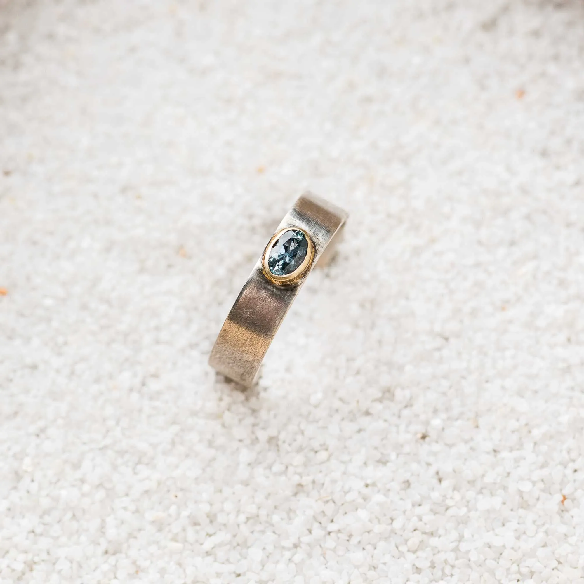 Montana Sapphire East-West Mixed Metal Ring